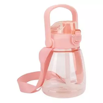 Бутылка для воды 1100 мл с соломинкой, пластиковый кувшин для воды с ремешком, герметичный, непроливающийся, большая бутылка для воды