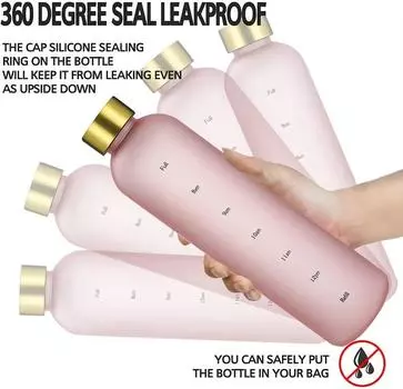 Бутылка для воды 1 л с отметкой времени 32 унции фитнес спорт на открытом воздухе путешествия портативная герметичная посуда для питья без BPA матовые бутылки для напитков 1000ml розовый
