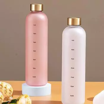 Бутылка для воды 1 л с отметкой времени 32 унции фитнес спорт на открытом воздухе путешествия портативная герметичная посуда для питья без BPA матовые бутылки для напитков белый