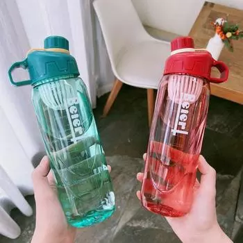 Бутылка для воды 1 л со шкалой времени, фитнес-бутылки для воды на открытом воздухе с трубочкой, прозрачная, герметичная, мотивирующая спортивная чашка 750ml серый