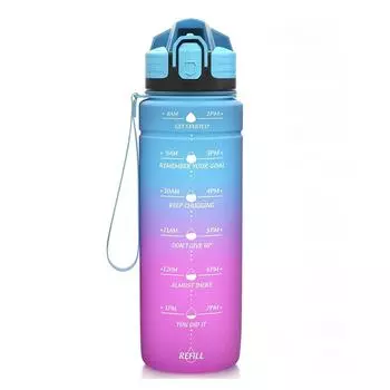 Бутылка для воды 1 л, спортивная шкала времени, напоминание, большая емкость, стакан для воды, герметичные бутылки для питья, для путешествий на открытом воздухе, для занятий в спортзале, фитнеса, кувшины 1.0L