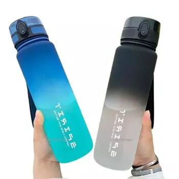 Бутылка для воды 1 литр/500 мл/650 мл, мотивирующая спортивная бутылка, герметичная пластиковая питьевая кружка для путешествий на открытом воздухе, занятий в спортзале, фитнеса, кувшины 500ml розовый зеленый