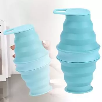 Бутылка для воды, 20 унций/568 мл, многоразовая, без силикона, складная бутылка для воды для пеших походов, кемпинга, спортзала, путешествий, портативная, герметичная, спортивная и упаковываемая One Size циан