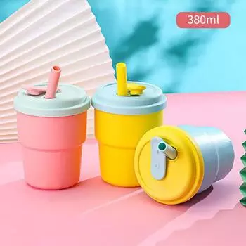 Бутылка для воды 380 мл для детей, поильник с силиконовой трубочкой, герметичные пластиковые бутылки для воды, креативный мультяшный стаканчик для воды 380ml мятный зеленый