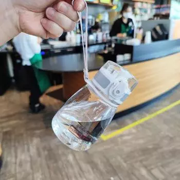 Бутылка для воды 400 мл с отскакивающей крышкой с защелкой, хорошая герметичность, защита от протечек, защита от ожогов, термостойкая прозрачная кружка для воды для тела, школьные принадлежности чёрный