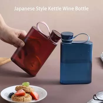 Бутылка для воды 400 мл, удобная ручка, плоская, герметичная, устойчивая к падению, питьевой чайник в японском стиле, бутылка для вина, спорт на открытом воздухе 400ML синий