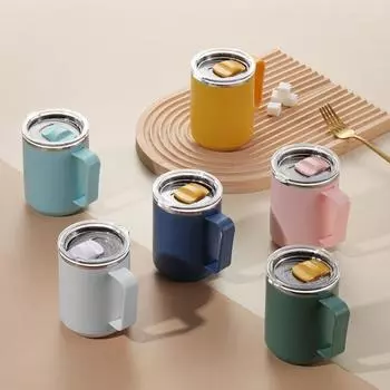 Бутылка для воды 450 мл, двухслойная, большая емкость, портативная вакуумная изоляция, материал из полипропилена, изоляция из нержавеющей стали оранжевый/жёлтый