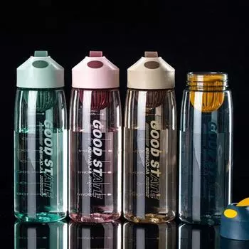 Бутылка для воды 480 мл/550 мл с завинчивающейся крышкой, большая емкость, пластиковая прочная фляжка для питья для дома S розовый