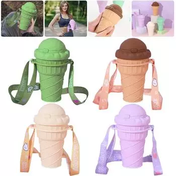 # Бутылка для воды 500 мл, герметичная, в форме мороженого, с регулируемым стержнем зелёный