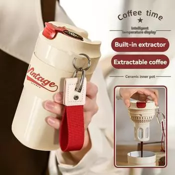 Бутылка для воды 500 мл, умная вакуумная кофейная чашка, термоизоляционные чашки из нержавеющей стали, кружка для питья, портативная офисная кофейная чашка 500ml