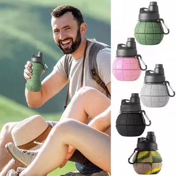 Бутылка для воды 550 мл, пищевая, устойчивая к высоким температурам, большая емкость, складной чайник, дорожная бутылка для питья на открытом воздухе 550ML армия зеленый