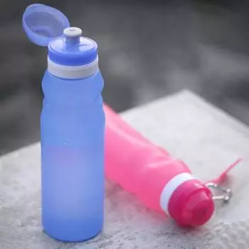 Бутылка для воды 600 мл, пищевая, прочная, силиконовая, удобная для переноски, складная, для дома синий