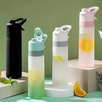 Бутылка для воды 700 мл для занятий спортом на открытом воздухе, фитнесом, большой емкости, бутылка-распылитель, портативная градиентная бутылка, бутылки для питья, дорожные бутылки 0.7L чёрный