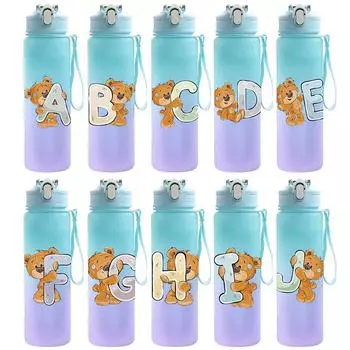 Бутылка для воды 750 мл с мультяшным рисунком и буквами Lovely AZ, большая емкость, переносная спортивная кружка для воды для детей, подарок