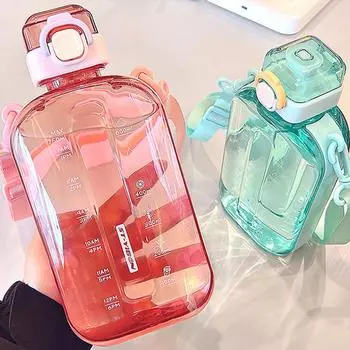 Бутылка для воды 750 мл с отметкой времени, регулируемым ремешком, портативная бутылка для питья на открытом воздухе, для кемпинга, фитнеса, герметичная чашка 701-800ml синий