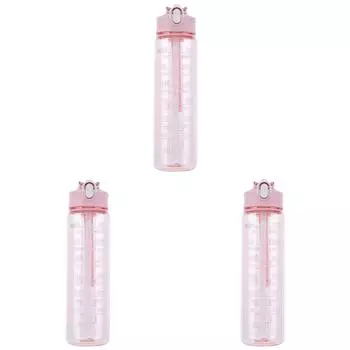 Бутылка для воды 800 мл, герметичная, мотивирующая, питьевая бутылка для спорта (розовый)