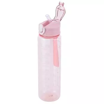 Бутылка для воды 800 мл, герметичная, мотивирующая, питьевая бутылка для спорта (розовый)