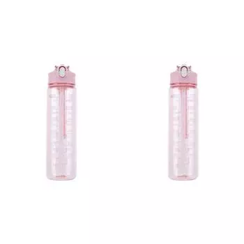 Бутылка для воды 800 мл, герметичная, мотивирующая, питьевая бутылка для спорта (розовый)