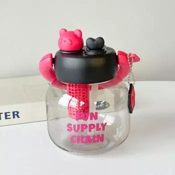 Бутылка для воды 800 мл, пластиковая бутылка для воды из пищевого пластика, большая емкость, детский стакан, чайник, трубочка, большая кружка для питья на животе для путешествий розы красного