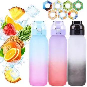 Бутылка для воды Air Water Bottle объемом 1000 мл из тритана с 7 ароматизаторами, бутылка для воды с фруктовым ароматом, 0% сахара, подходит для занятий спортом на открытом воздухе персиковый