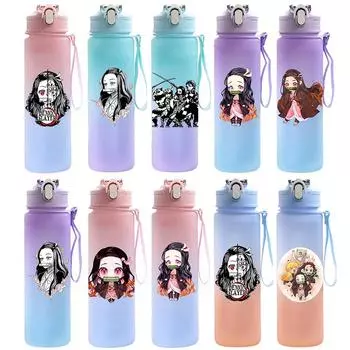 Бутылка для воды Anime Demon Slayer 750 мл, большая емкость для питья, переносная спортивная чашка для воды для детей, подарок оранжевый