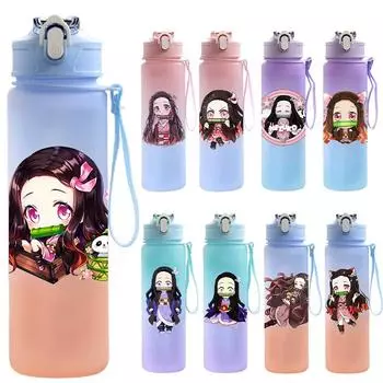 Бутылка для воды Anime Demon Slayer 750 мл, большая емкость для питья, переносная спортивная чашка для воды для детей, подарок красный
