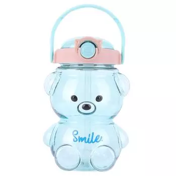 Бутылка для воды Bear Straw объемом 1000 мл с плечевым ремнем для занятий спортом на открытом воздухе (синий)