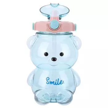 Бутылка для воды Bear Straw объемом 1400 мл с плечевым ремнем для занятий спортом на открытом воздухе (синий)