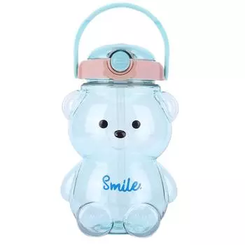 Бутылка для воды Bear Straw объемом 1400 мл с плечевым ремнем для занятий спортом на открытом воздухе (синий)