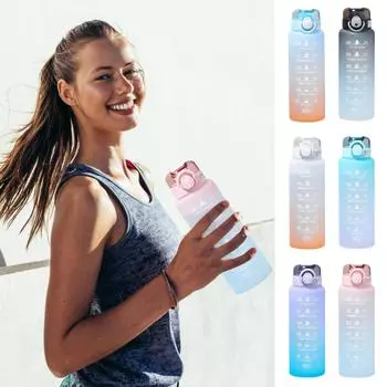 Бутылка для воды большой емкости 1 л с откидной крышкой, напоминанием о времени, герметичной матовой чашкой, для занятий спортом на открытом воздухе и фитнесом One Size розовый