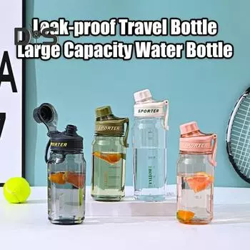 Бутылка для воды большой емкости 700/850 мл со шкалой, портативной ручкой, герметичная, для мужчин и женщин, для путешествий, тренировок в тренажерном зале, для занятий спортом, прозрачная удобная чашка для питья 700ML зелёный