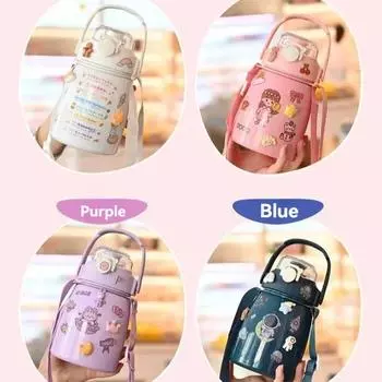 Бутылка для воды большой емкости 900 мл термос чашка соломенная кружка симпатичная спортивная на открытом воздухе студенческая пара чашка посуда для питья нержавеющая сталь 900ML синий