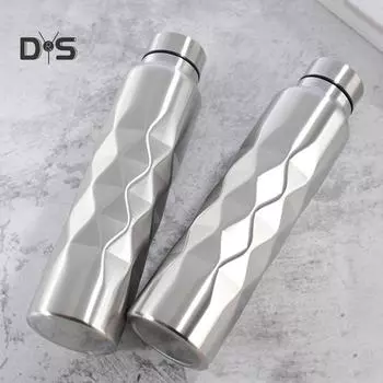 Бутылка для воды большой емкости из нержавеющей стали с ромбом на 1000 мл для занятий спортом на открытом воздухе и велоспорта