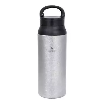 Бутылка для воды Boundless Voyage Titanium Double Vacuum 600 мл с компактной кружкой для ежедневного кемпинга Ti3010D, со стенками, изолированная, с изоляцией от холода и тепла, серебряный