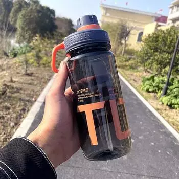 Бутылка для воды BPA Free герметичный ПК большой емкости кувшин для питьевой воды для спортзала темно-серого