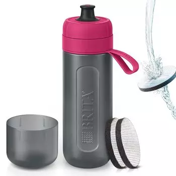 Бутылка для воды Brita Water Bottle Portable Water Purification Bottle 600 мл Active Pink с 2 микродисковыми фильтрами [Оригинальный японский продукт]