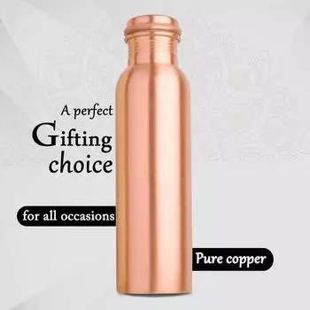 Бутылка для воды Copper Charge 950, 1 шт., чистая медь, герметичная, 16 унций/475 мл, без BPA, можно мыть в посудомоечной машине и использовать в микроволновой печи (Дизайн 3)