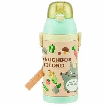 Бутылка для воды детская из нержавеющей стали Skater 380 мл с трубочкой для питья 3D Мой сосед Тоторо Овощной цвет Ghibli SSPV4