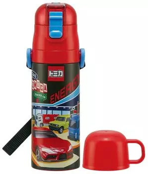 Бутылка для воды детская Skater 2WAY из нержавеющей стали с чашкой 430 мл Tomica 22 для мальчиков и детей SKDC4-A