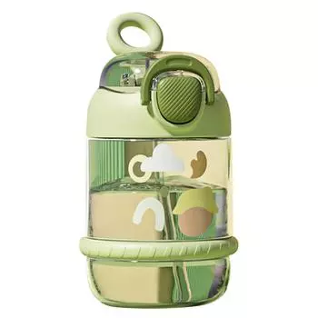 Бутылка для воды для детей 450 мл пластиковая герметичная анти-падающая портативная спортивная бутылка для воды с трубочкой для Green