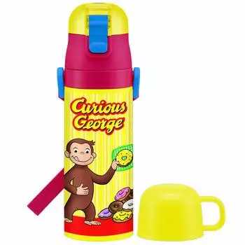Бутылка для воды для детей из нержавеющей стали Skater 2WAY с чашкой Curious George 430 мл для мальчиков и детей SKDC4-A