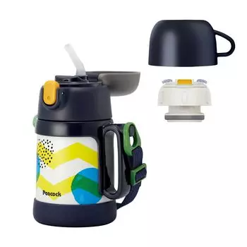 Бутылка для воды для детей Peacock 400 мл WEB Limited со сменной трубочкой в комплекте с синей чашкой 2-сторонняя бутылка для воды для детей детский сад по дороге в школу одна