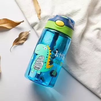Бутылка для воды для детей с изображением динозавра объемом 480 мл, непроливайка для воды, мультяшные герметичные пластиковые бутылки с соломинкой, переносная детская чашка для отдыха на открытом воздухе 480ML