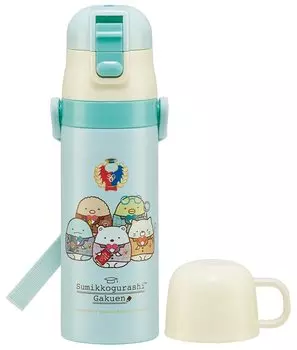 Бутылка для воды для детей Skater 2WAY из нержавеющей стали с чашкой 430 мл Sumikko Gurashi для школьниц и детей SKDC4-A