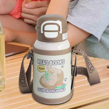 Бутылка для воды для детей, стакан с регулируемым ремешком, нержавеющая сталь, термокружка для питья