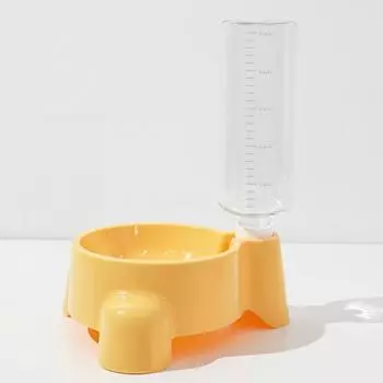 Бутылка для воды для домашних животных Автоматическая подача воды для одной миски питьевой воды Поилка для щенков и кошек Диспенсер для зоотоваров жёлтый
