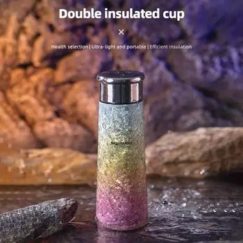Бутылка для воды для путешествий, термос для улицы, легкая металлическая бутылка для воды, двойная термос Ice Flower