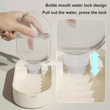 Бутылка для воды для собак 250 мл, диспенсер для воды 2 в 1, контейнер для еды, переносная миска для собак на открытом воздухе с силиконовым шнурком для походов и путешествий белый/синий