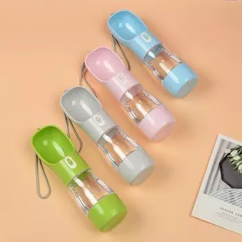 Бутылка для воды для собак, кормушка 2 в 1, портативная для маленьких и больших собак, прогулки на открытом воздухе, щенки, кошки, поилка, домашнее животное, французский бульдог, мопс, контейнер для воды 258ml water+200ml food синий