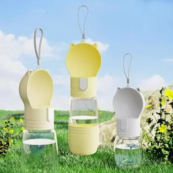 Бутылка для воды для собак на открытом воздухе, легкая, сопровождающая чашка для домашних животных, прочная, миска для питья щенков, для прогулок 350ml-Milk coffee